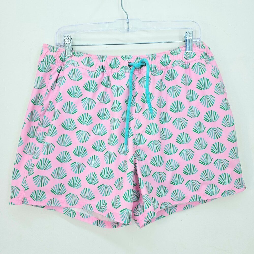 J. Crew Pink Green Seashell Board Shorts Men Size Large